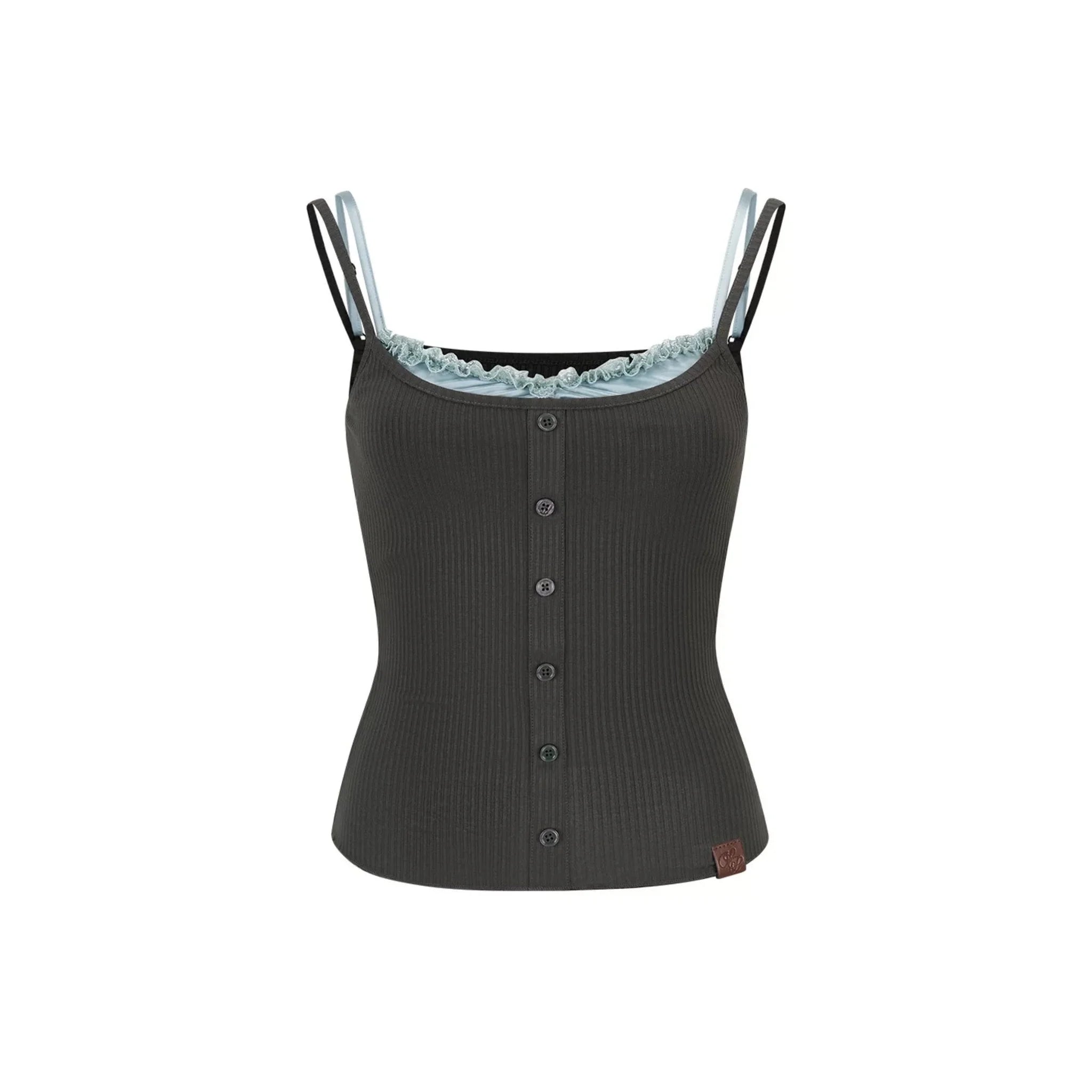 Patchwork Button Camisole Top