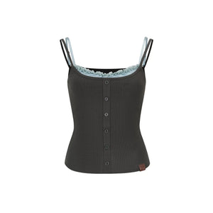 Patchwork Button Camisole Top