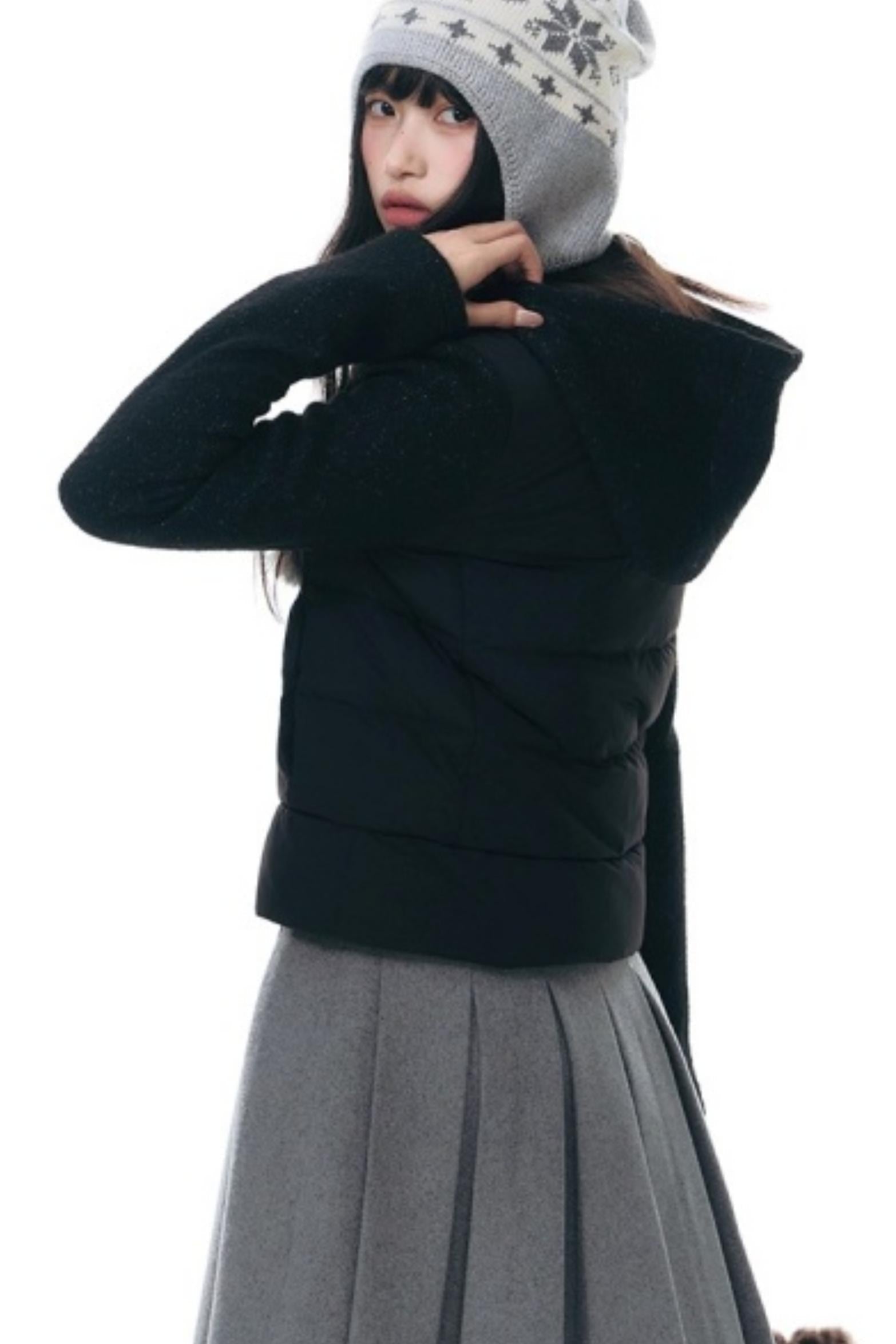 Patchwork Cropped Down Jacket