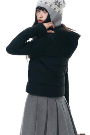 Patchwork Cropped Down Jacket