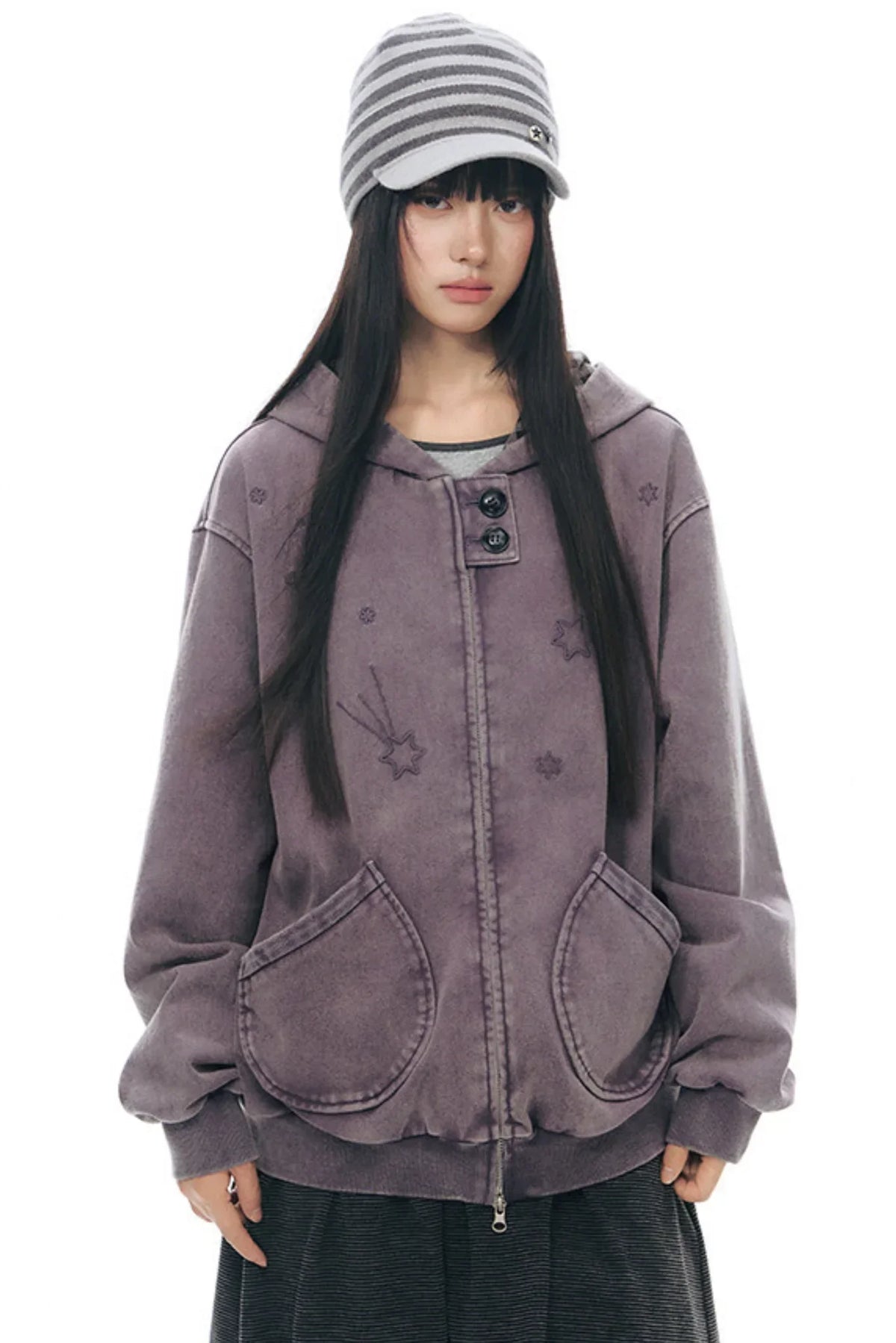 Patchwork Distressed Cardigan Jacket