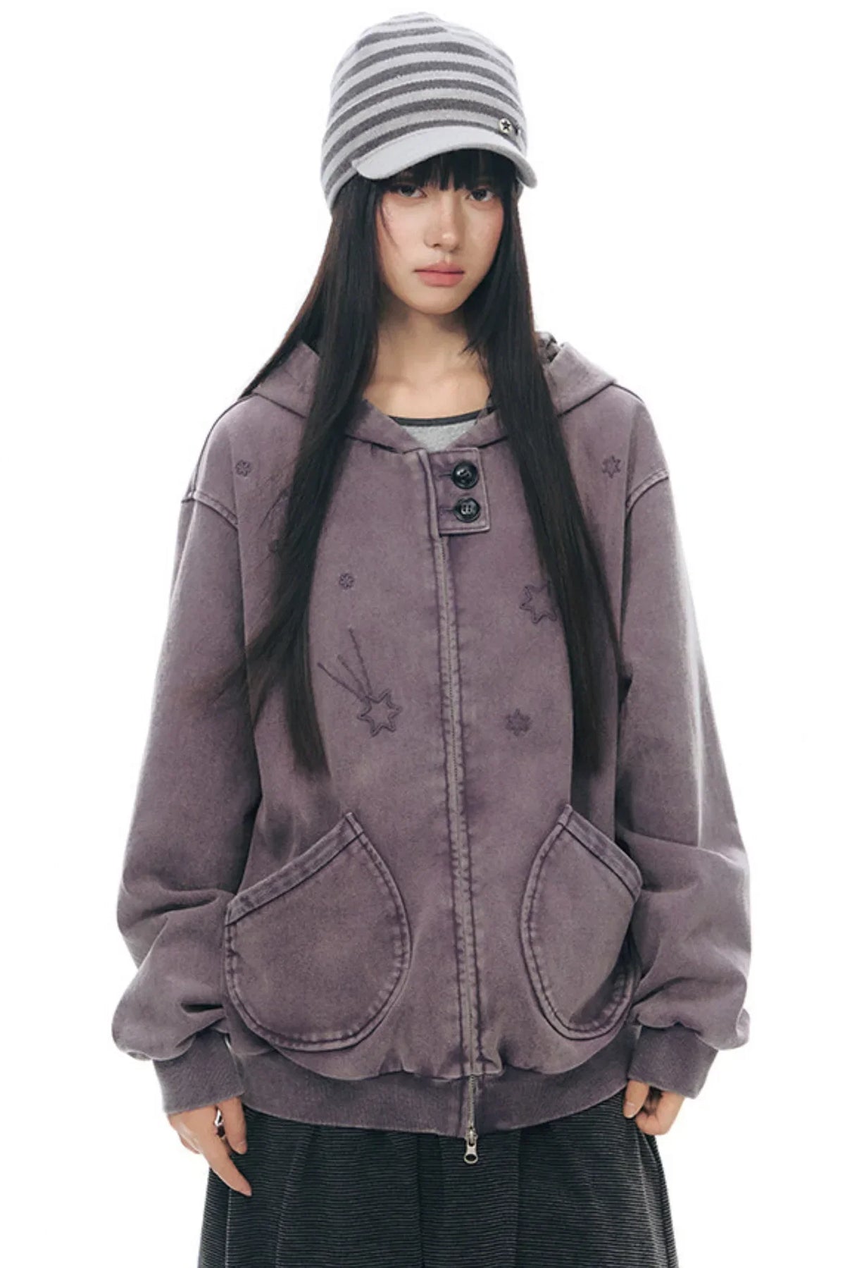 Patchwork Distressed Cardigan Jacket