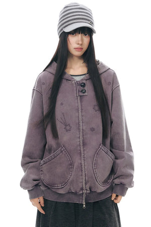 Patchwork Distressed Cardigan Jacket