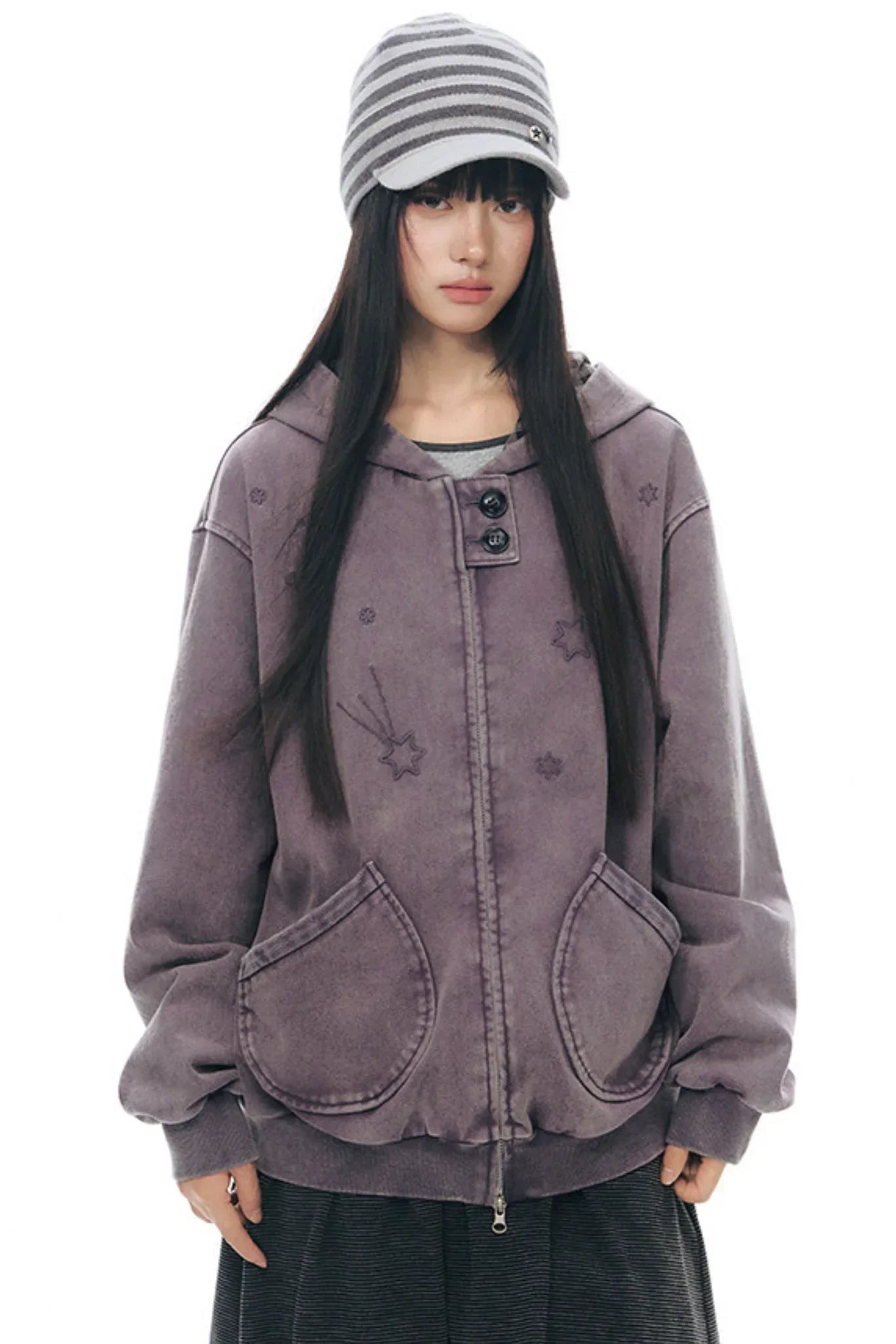 Patchwork Distressed Cardigan Jacket