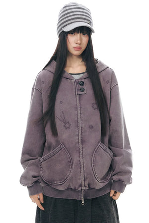 Patchwork Distressed Cardigan Jacket