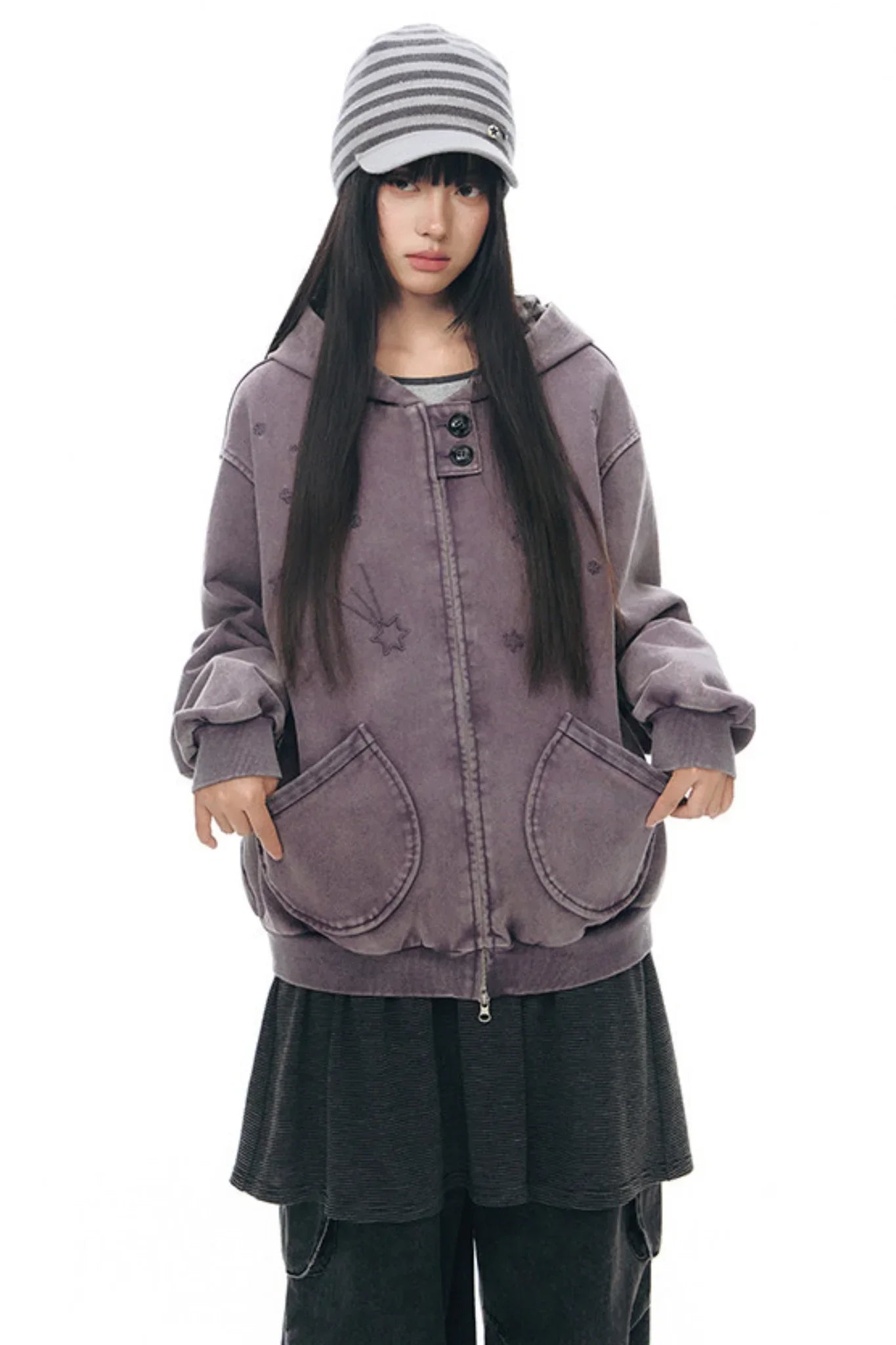 Patchwork Distressed Cardigan Jacket