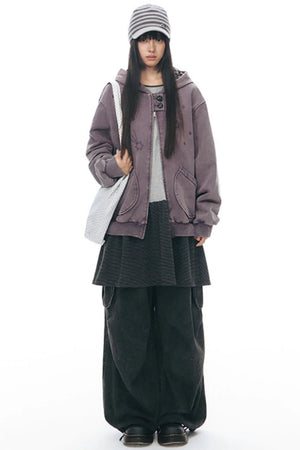 Patchwork Distressed Cardigan Jacket