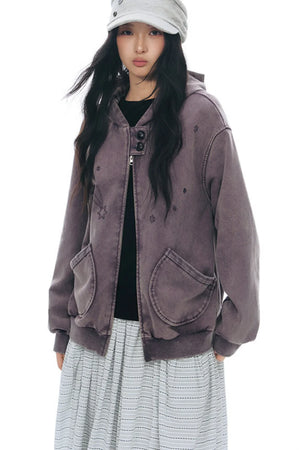 Patchwork Distressed Cardigan Jacket