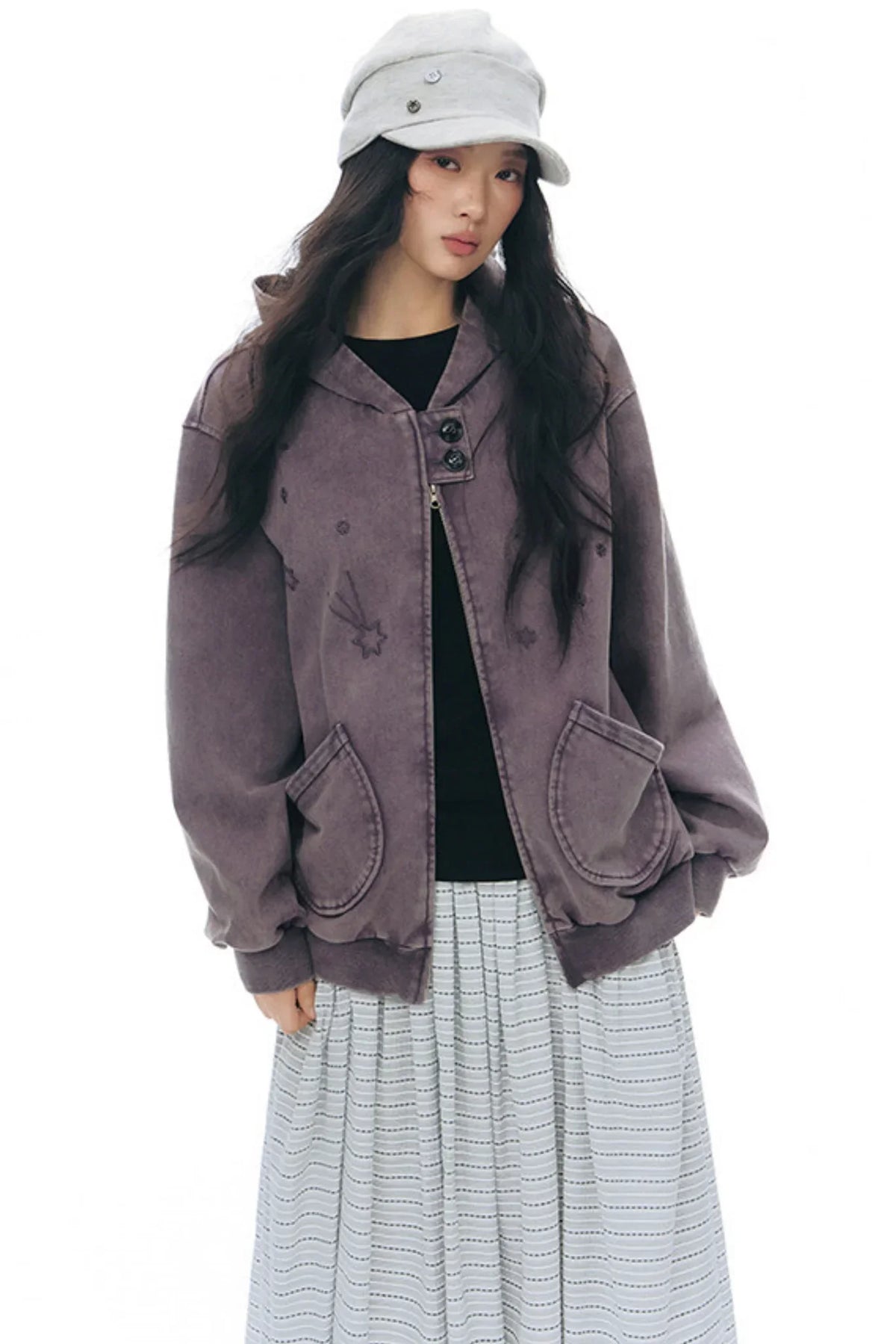 Patchwork Distressed Cardigan Jacket