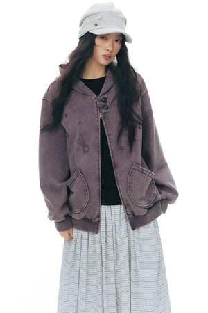Patchwork Distressed Cardigan Jacket