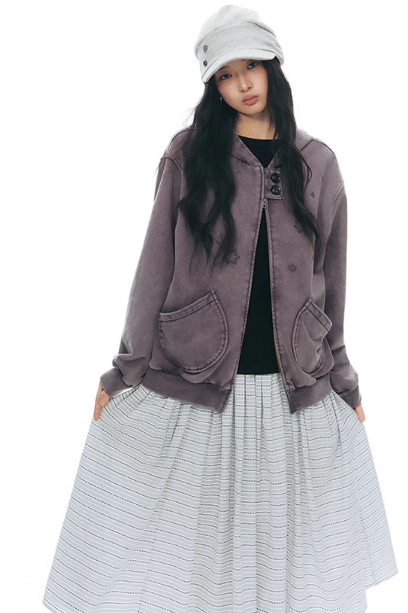 Patchwork Distressed Cardigan Jacket
