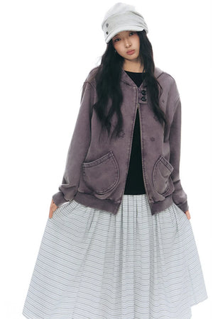 Patchwork Distressed Cardigan Jacket