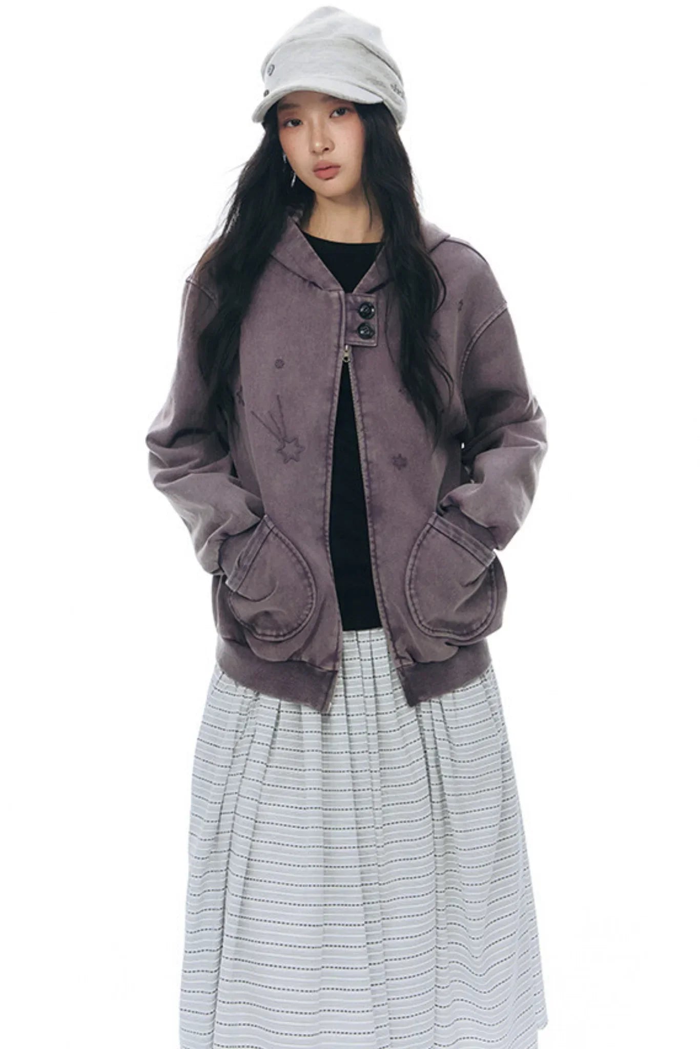 Patchwork Distressed Cardigan Jacket