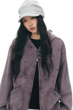 Patchwork Distressed Cardigan Jacket