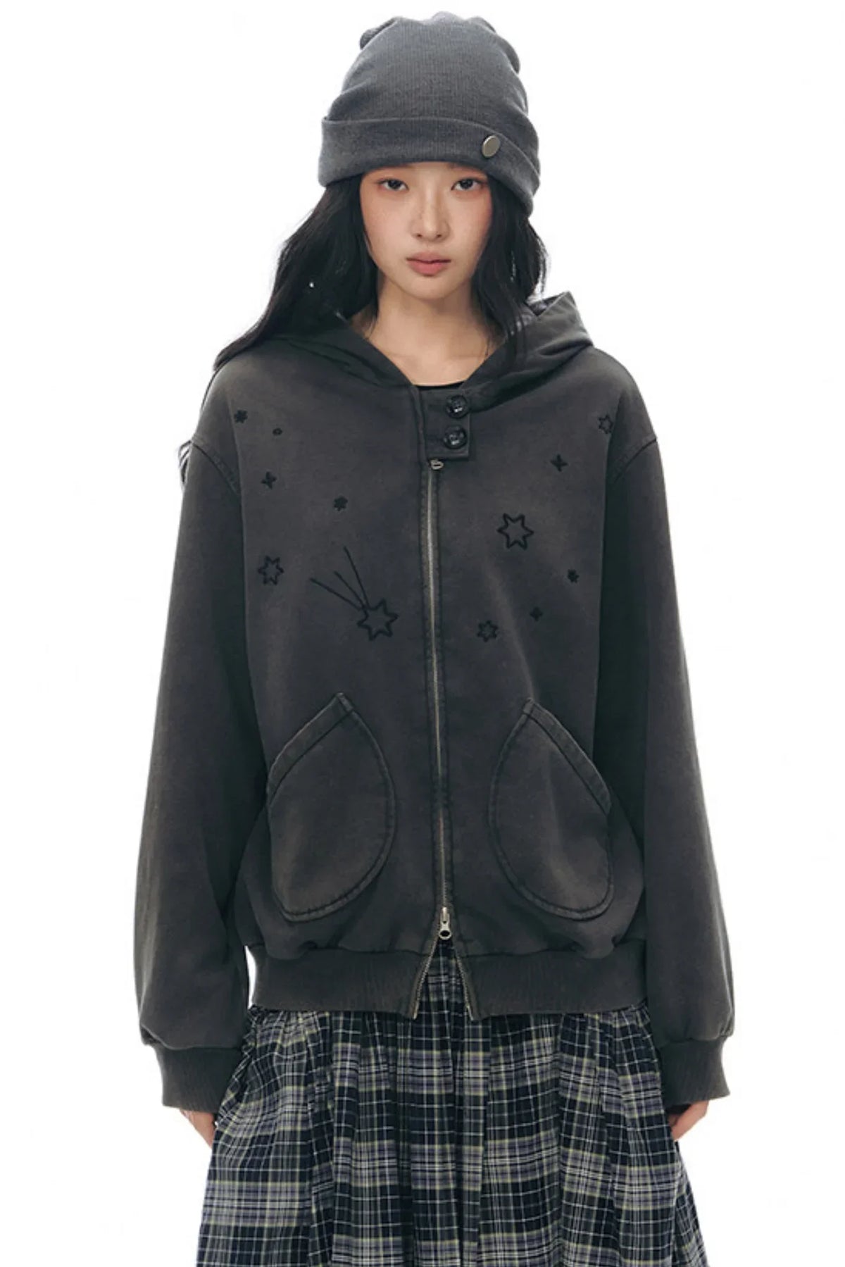 Patchwork Distressed Cardigan Jacket