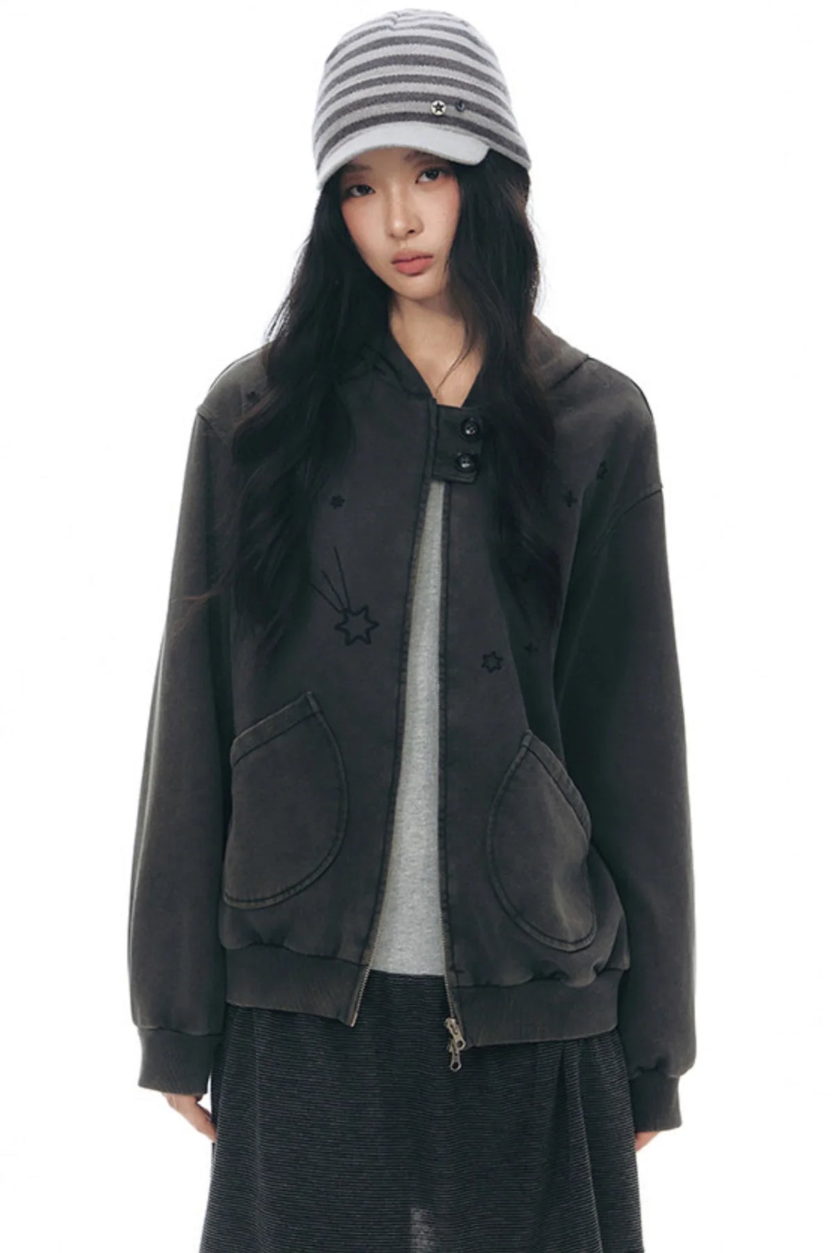 Patchwork Distressed Cardigan Jacket