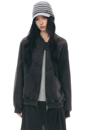 Patchwork Distressed Cardigan Jacket