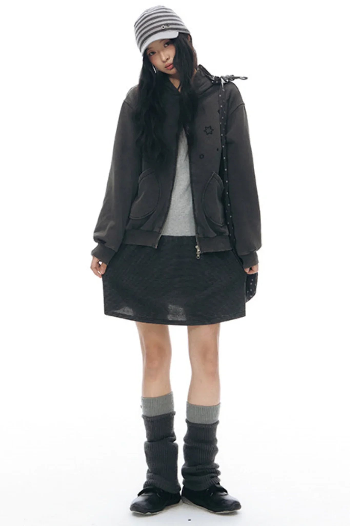 Patchwork Distressed Cardigan Jacket