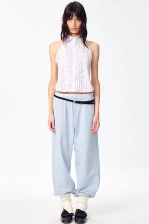 Patchwork Double Waistband Jogger Pants
