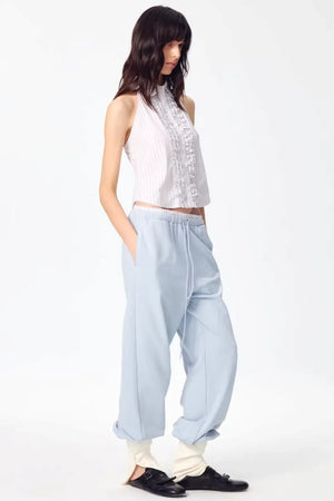 Patchwork Double Waistband Jogger Pants