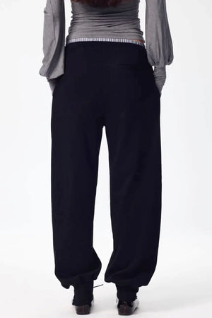 Patchwork Double Waistband Jogger Pants