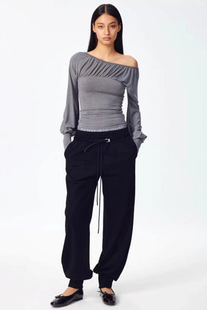 Patchwork Double Waistband Jogger Pants