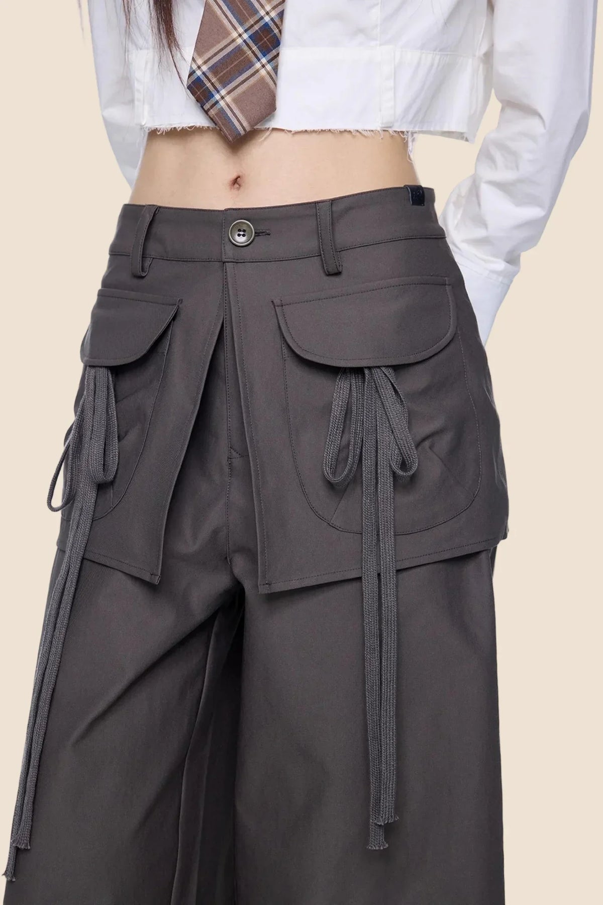 Patchwork Drapey Wide-Leg Pants