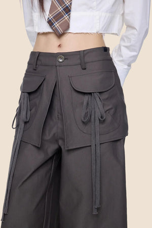 Patchwork Drapey Wide-Leg Pants