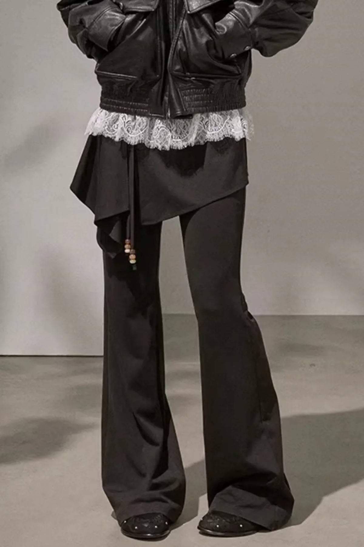 Patchwork Fleece-Lined Flared Pants