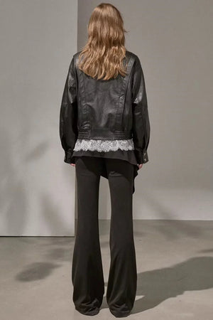 Patchwork Fleece-Lined Flared Pants