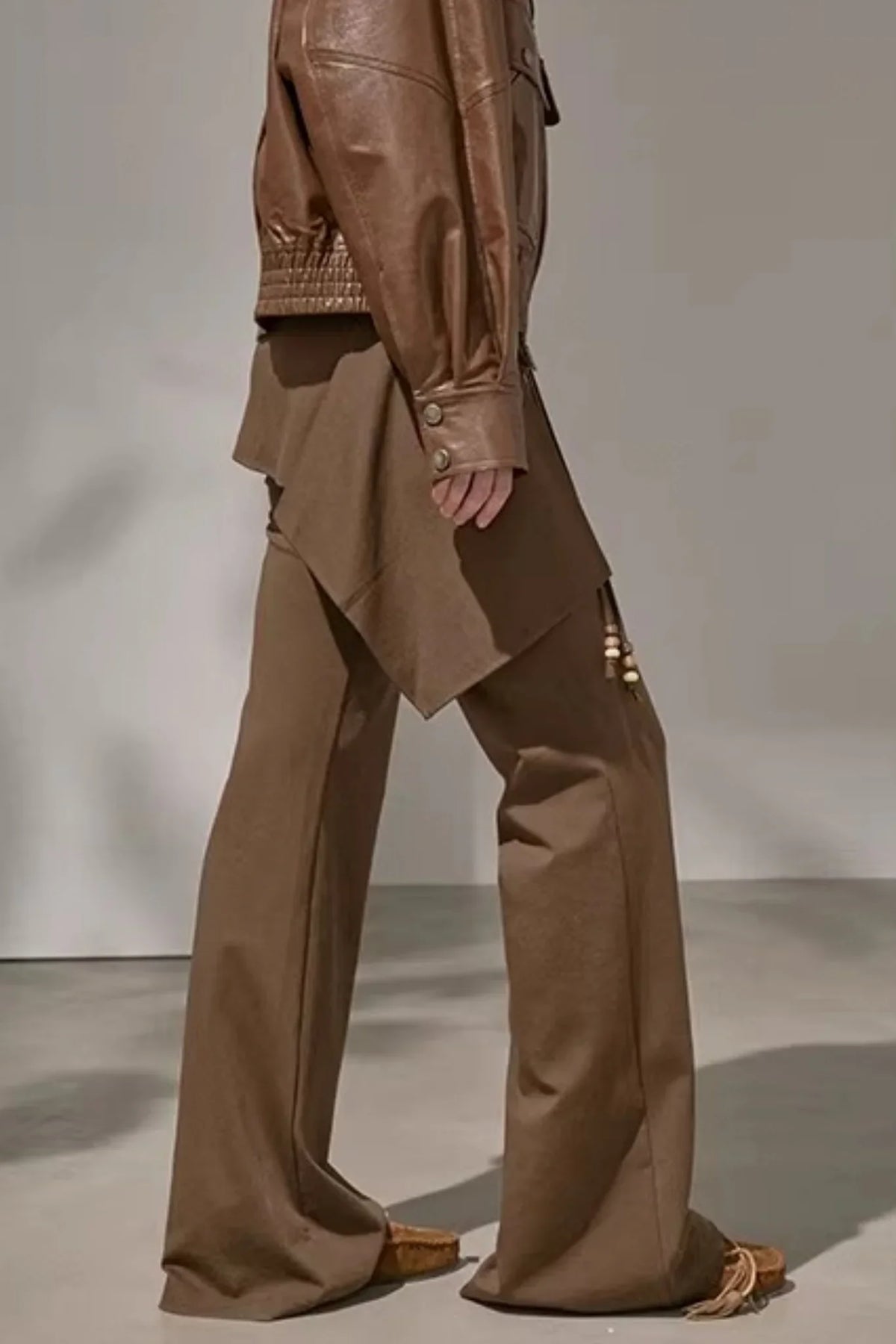 Patchwork Fleece-Lined Flared Pants