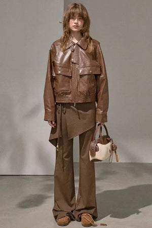 Patchwork Fleece-Lined Flared Pants