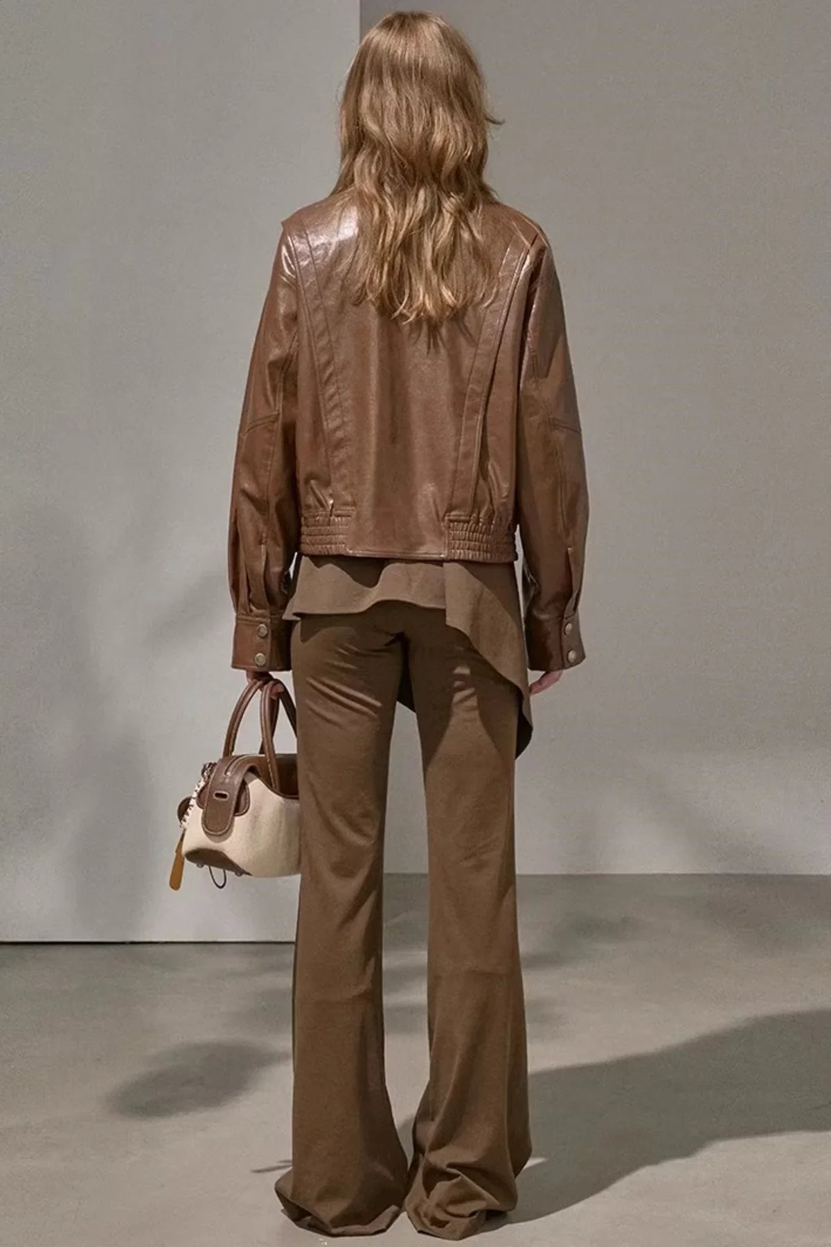 Patchwork Fleece-Lined Flared Pants