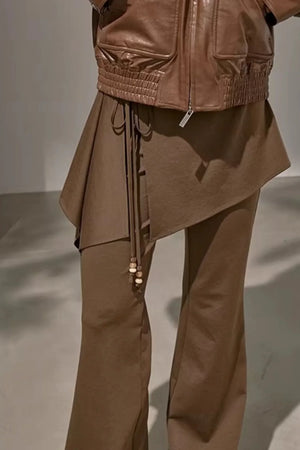 Patchwork Fleece-Lined Flared Pants