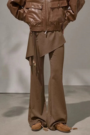 Patchwork Fleece-Lined Flared Pants