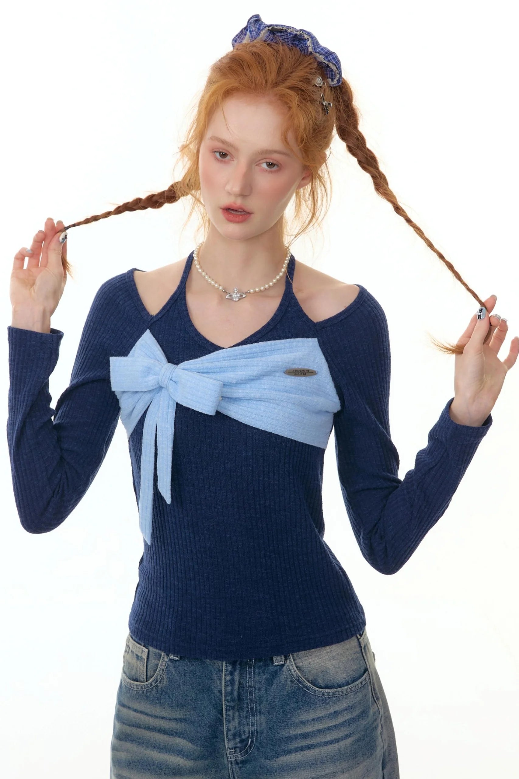 Patchwork Halterneck Knitted Top
