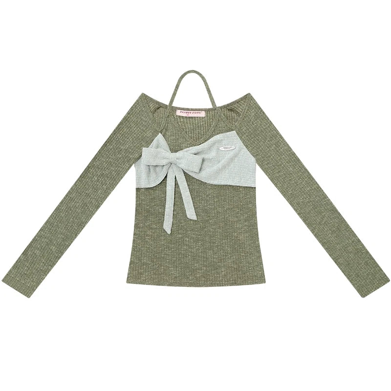 Patchwork Halterneck Knitted Top