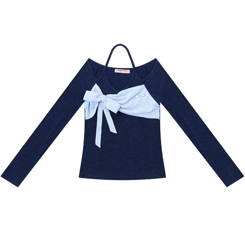 Patchwork Halterneck Knitted Top