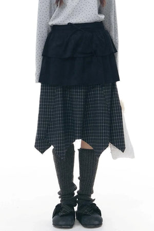 Patchwork Irregular Umbrella Skirt