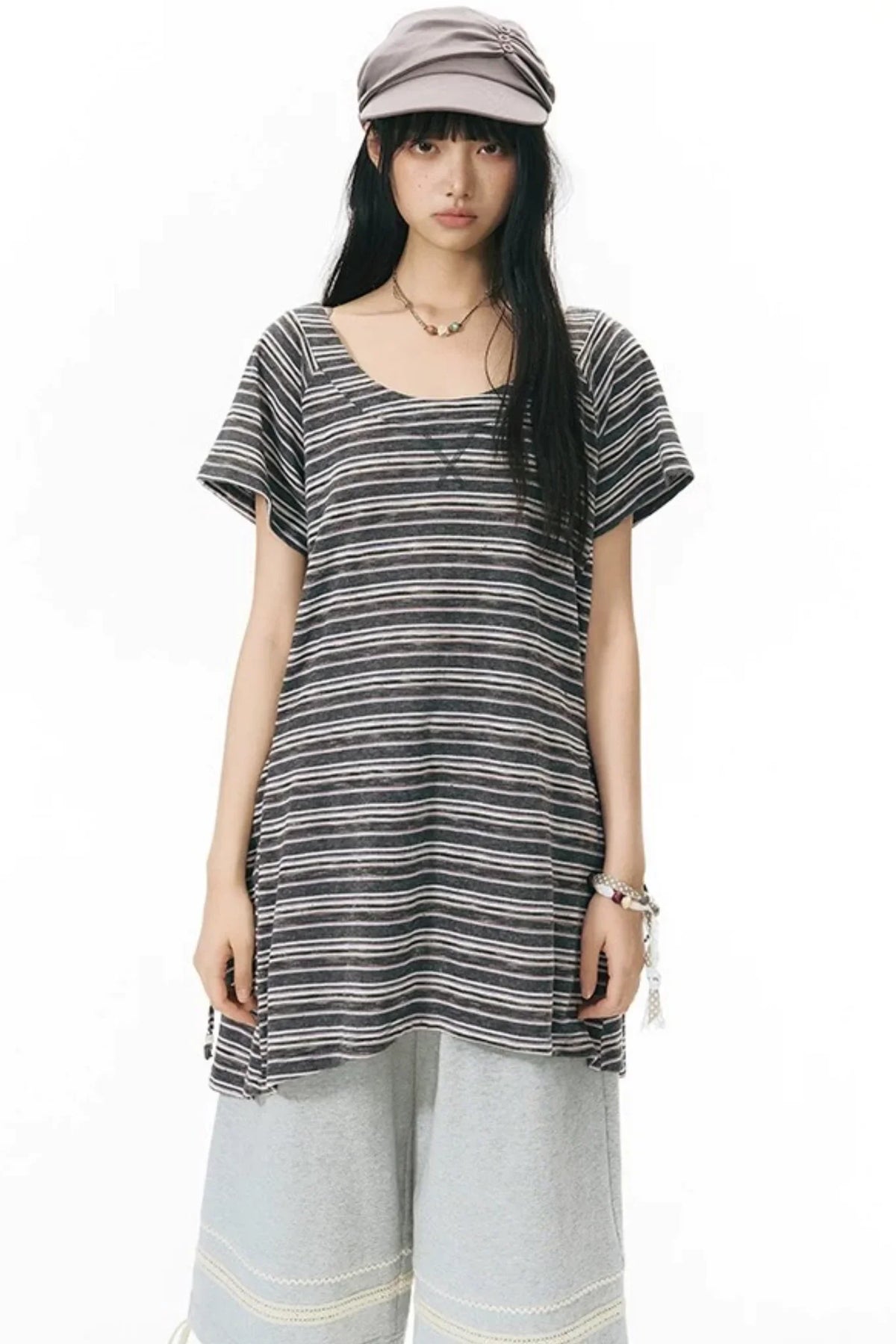 Patchwork Knit Mid-Length Casual Sweatpants