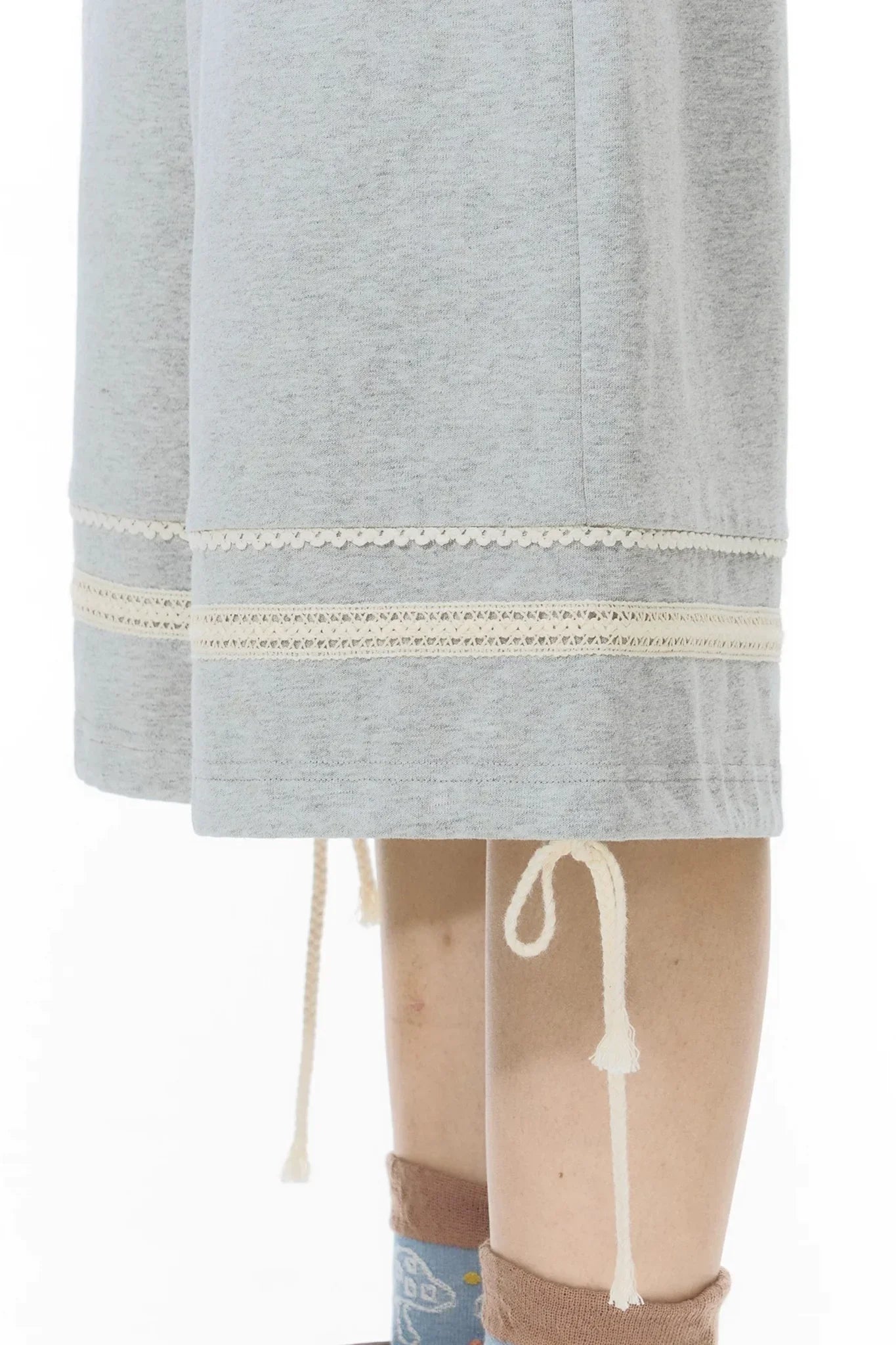 Patchwork Knit Mid-Length Casual Sweatpants