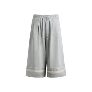 Patchwork Knit Mid-Length Casual Sweatpants