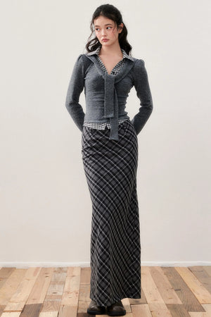 Patchwork Knit Strappy Top
