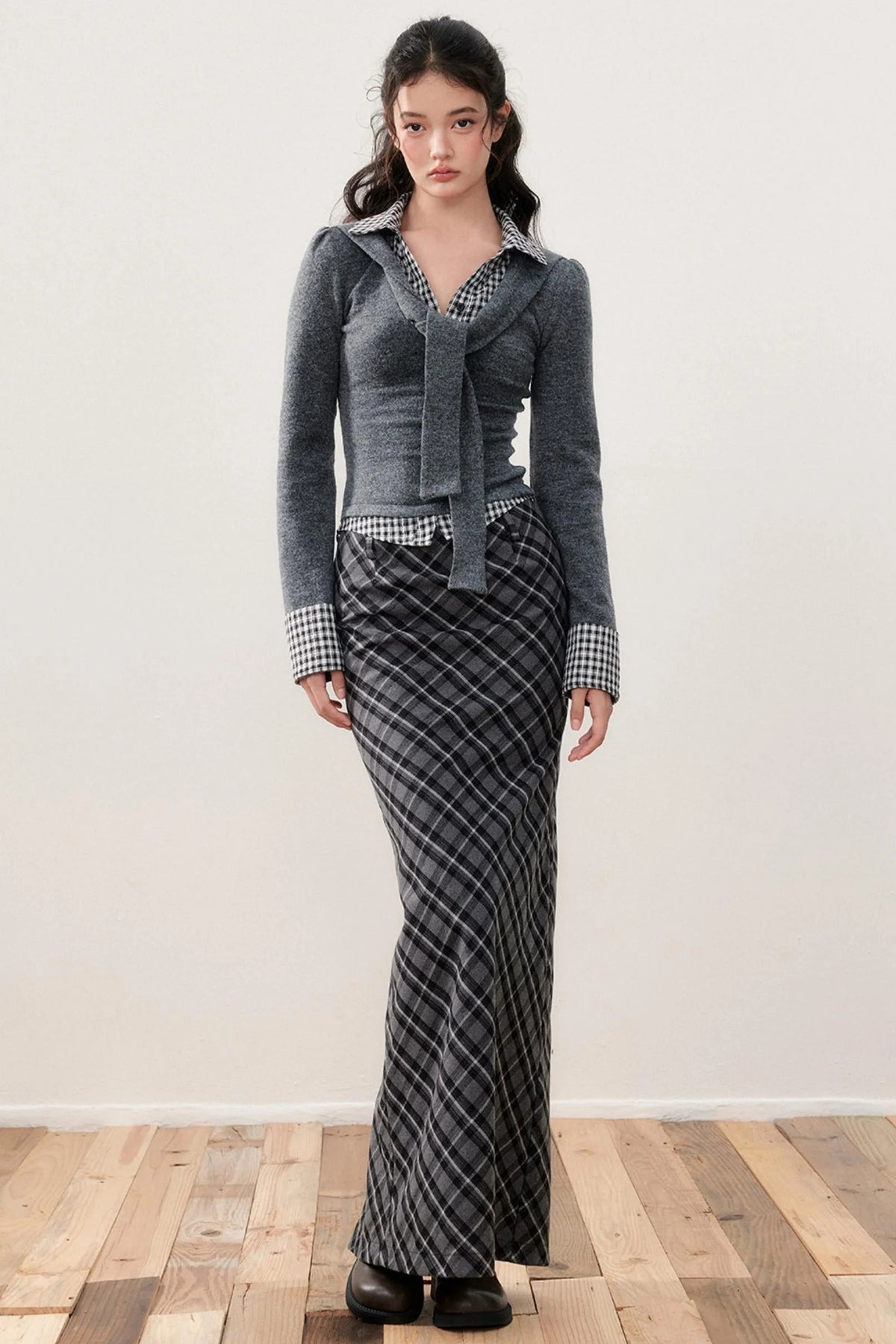 Patchwork Knit Strappy Top