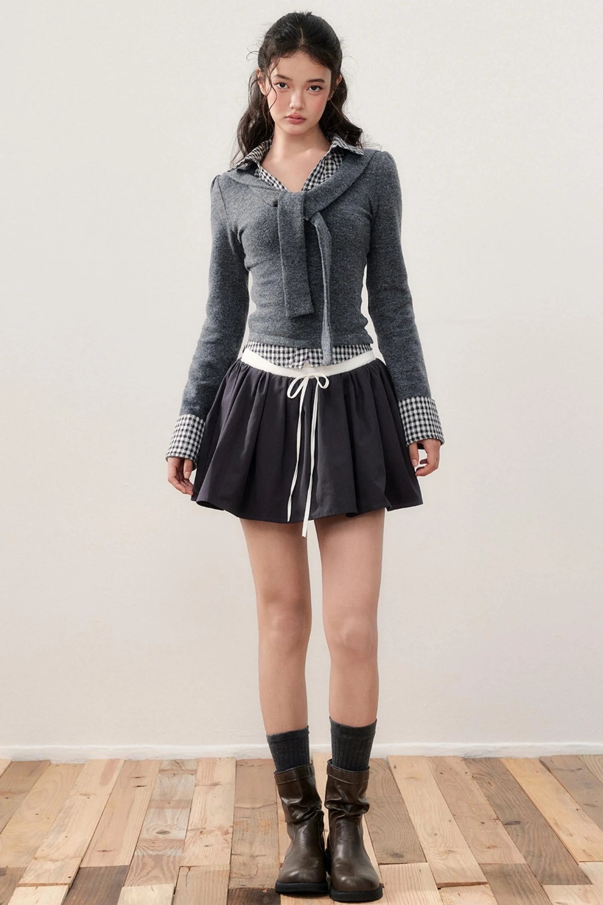 Patchwork Knit Strappy Top