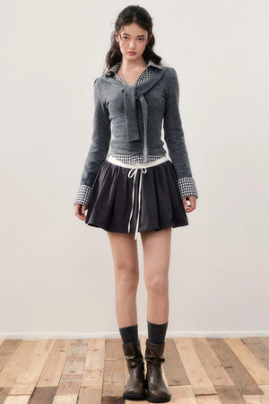 Patchwork Knit Strappy Top