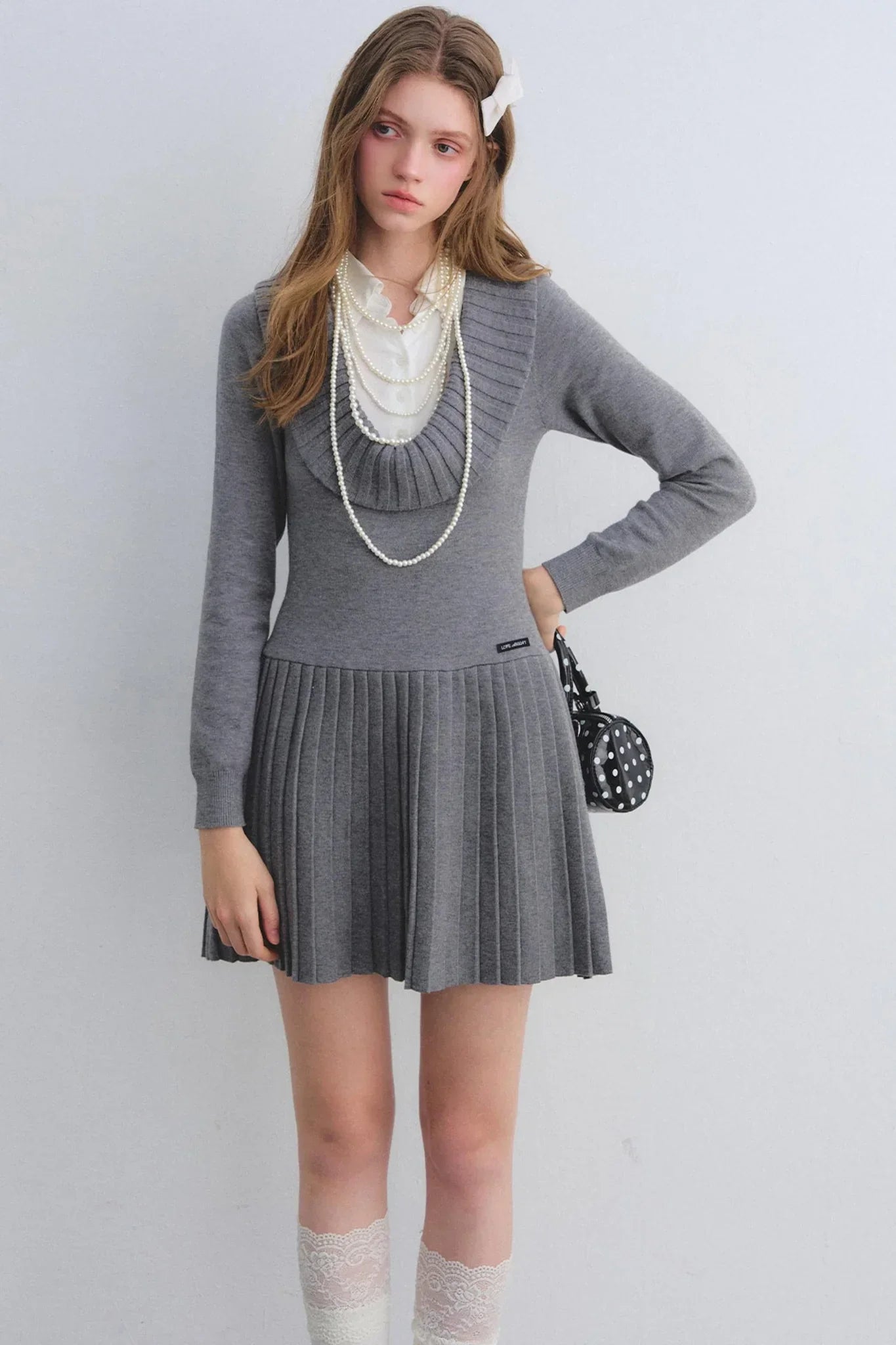 Patchwork Knitted Pleated Dress