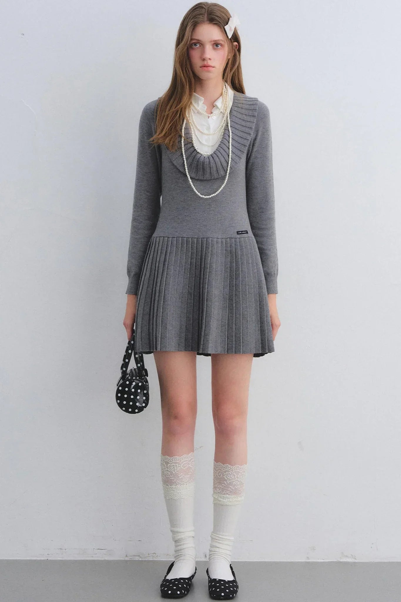Patchwork Knitted Pleated Dress