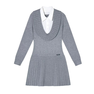 Patchwork Knitted Pleated Dress