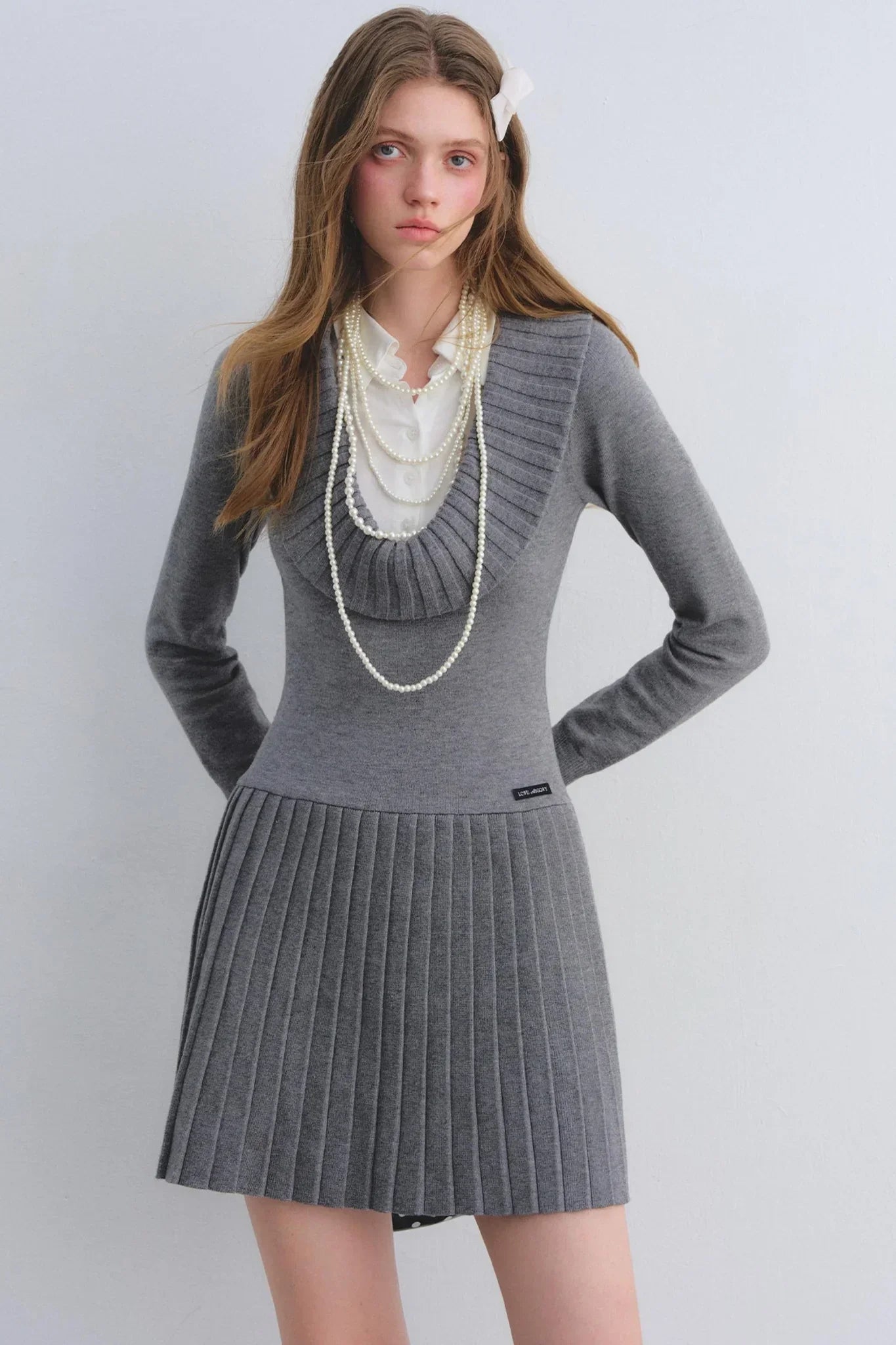 Patchwork Knitted Pleated Dress